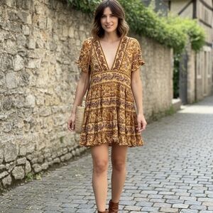 Patrons  Of Peace Bohemian Floral Print Dress